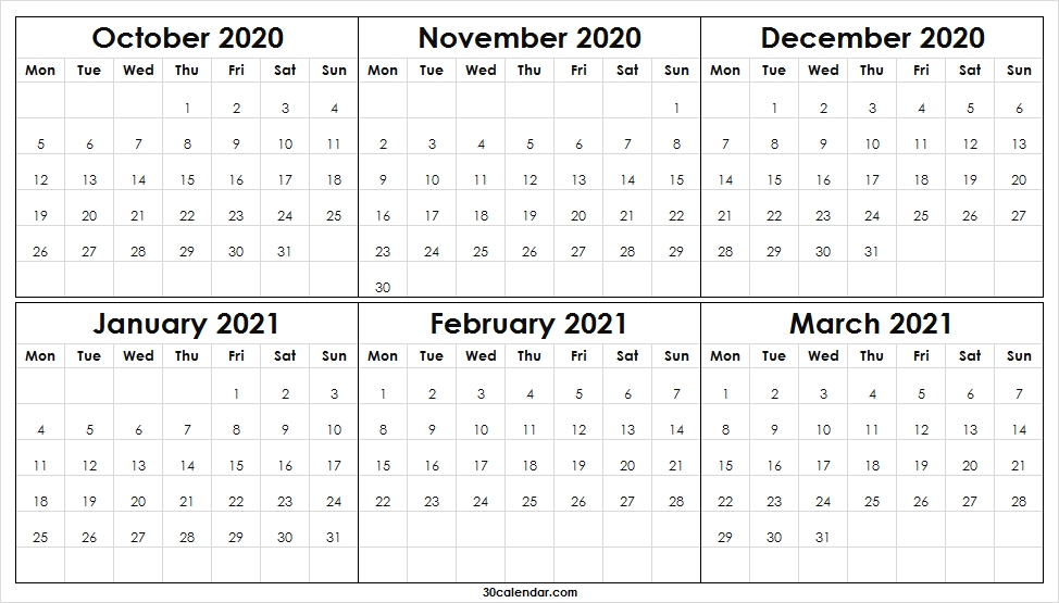 October 2020 To March 2021 Calendar Excel - Blank Calendar Template October 2021 Calendar School Holidays