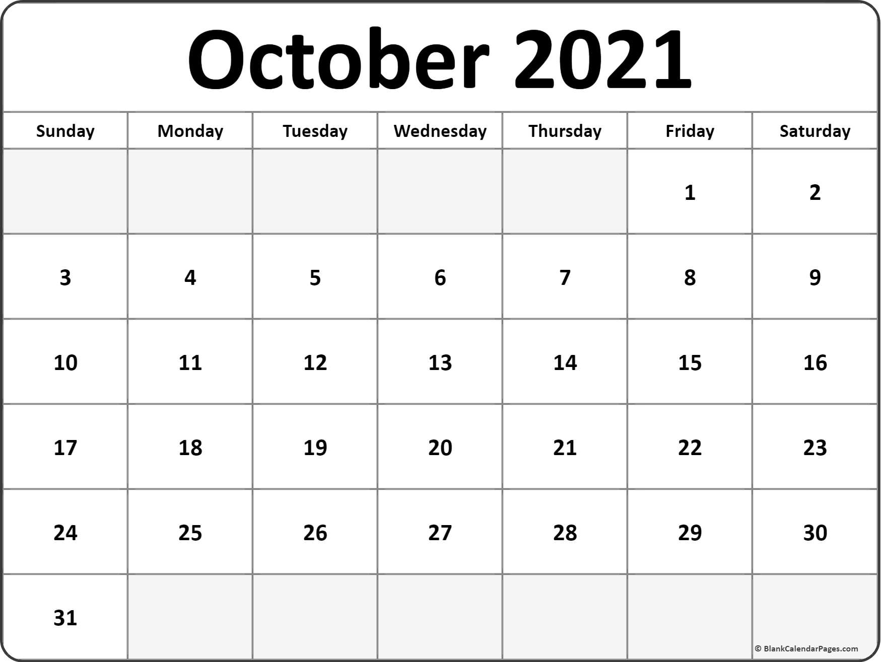 October 2021 Blank Calendar Templates. October 2020 To January 2021 Calendar