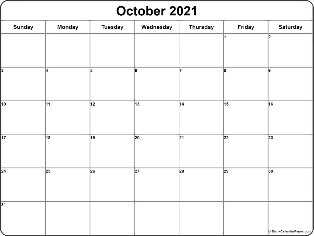 October 2021 Calendar | Free Printable Monthly Calendars | Calendar Printables, August Calendar October 2021 Calendar Cute