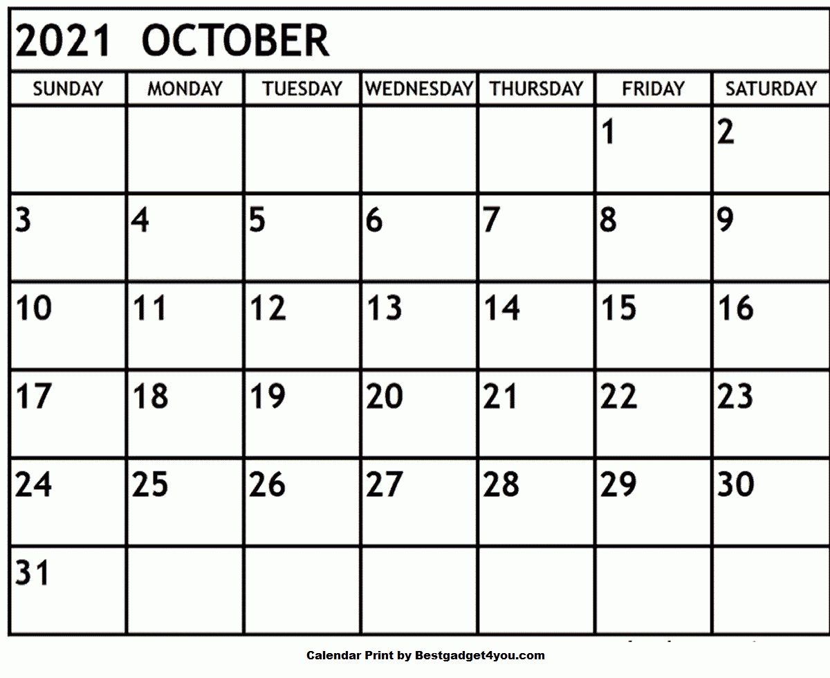 October Monday 2021 Calendar | Calendar 2021 October 2021 Calendar Starting Monday