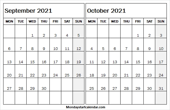 Print September October 2021 Calendar - September 2021 Calendar Free September October 2021 Calendar
