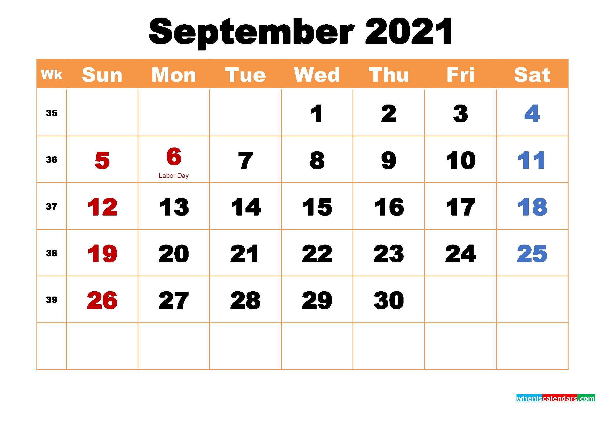 Printable Calendar For September 2021 2021 Calendar September Month