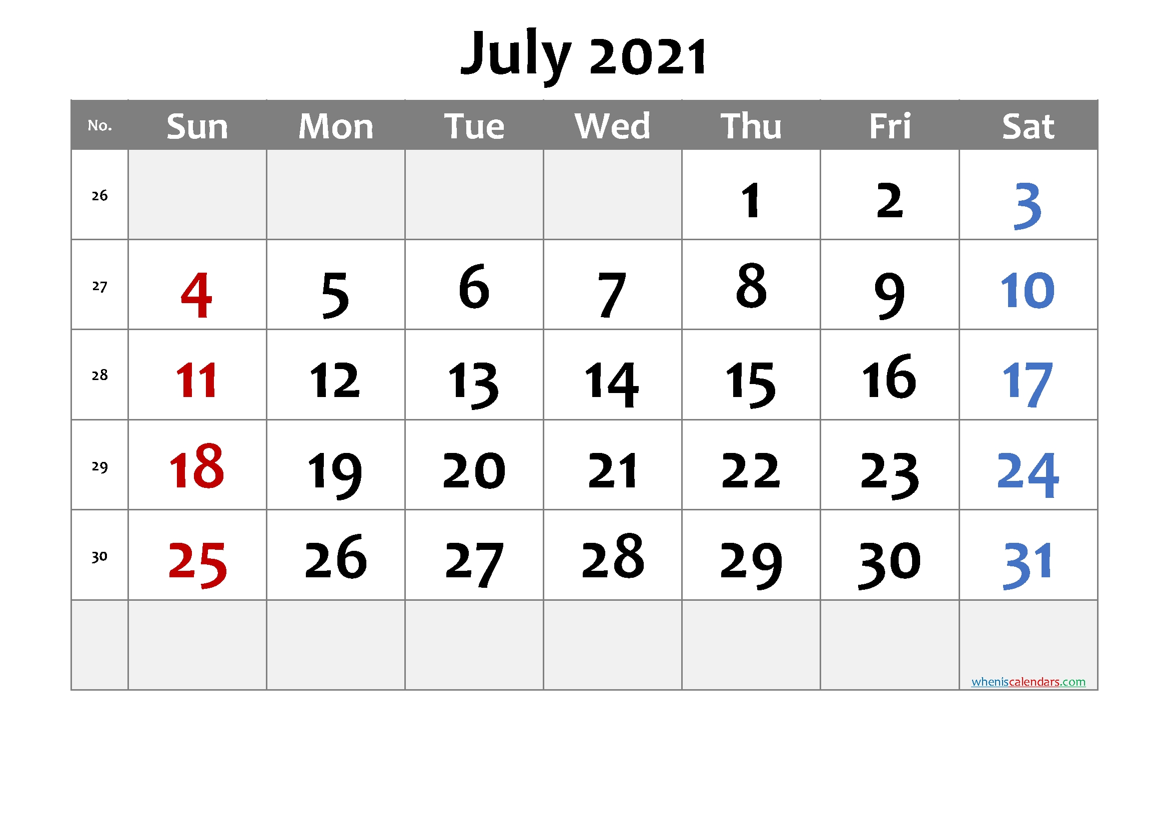 Printable Calendar July 2021 - Calendraex July 2021 Calendar Template