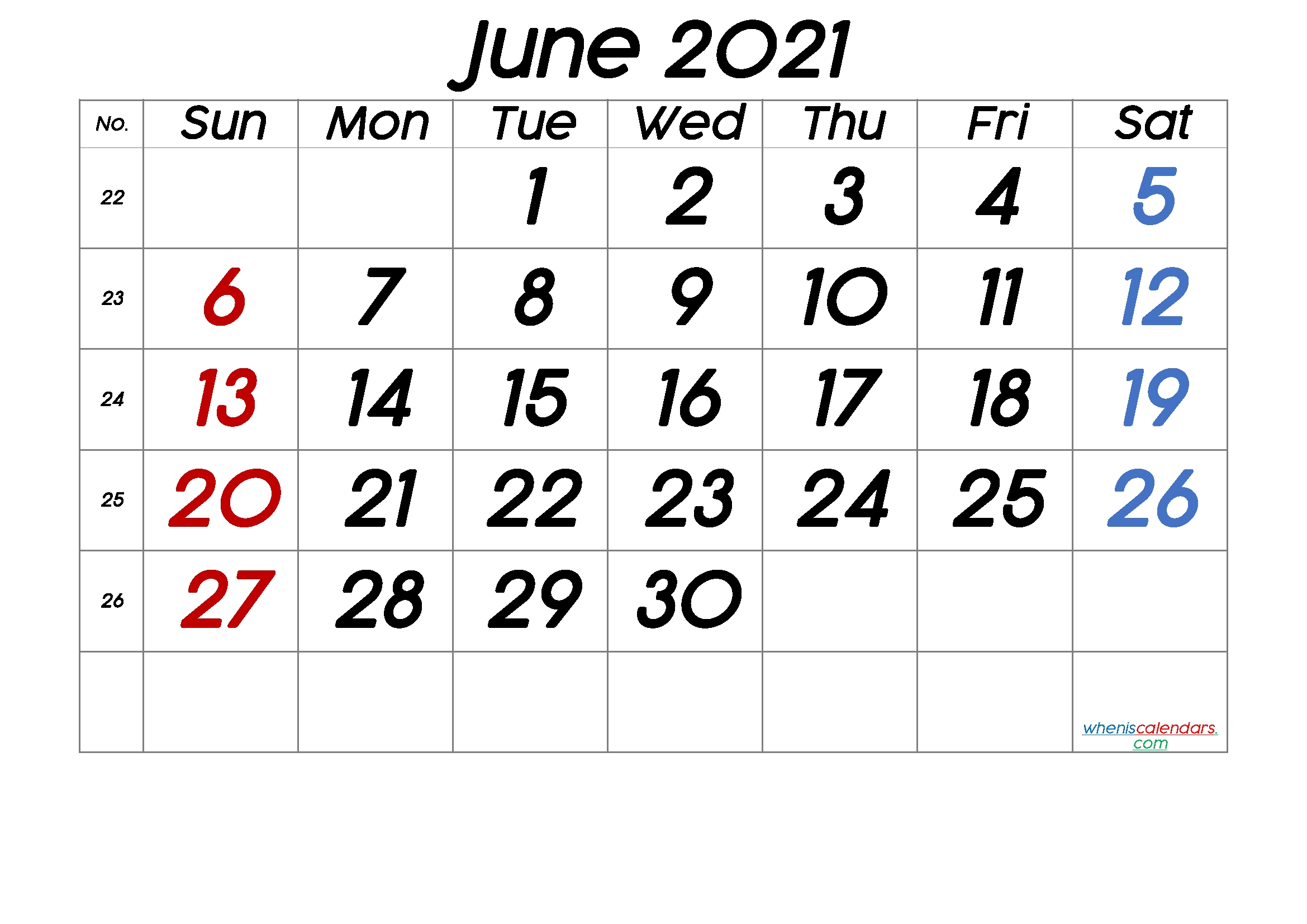 Printable June 2021 Calendar - 6 Templates | Free Printable 2020 Calendar With Holidays Printable June 2021 Calendar Page
