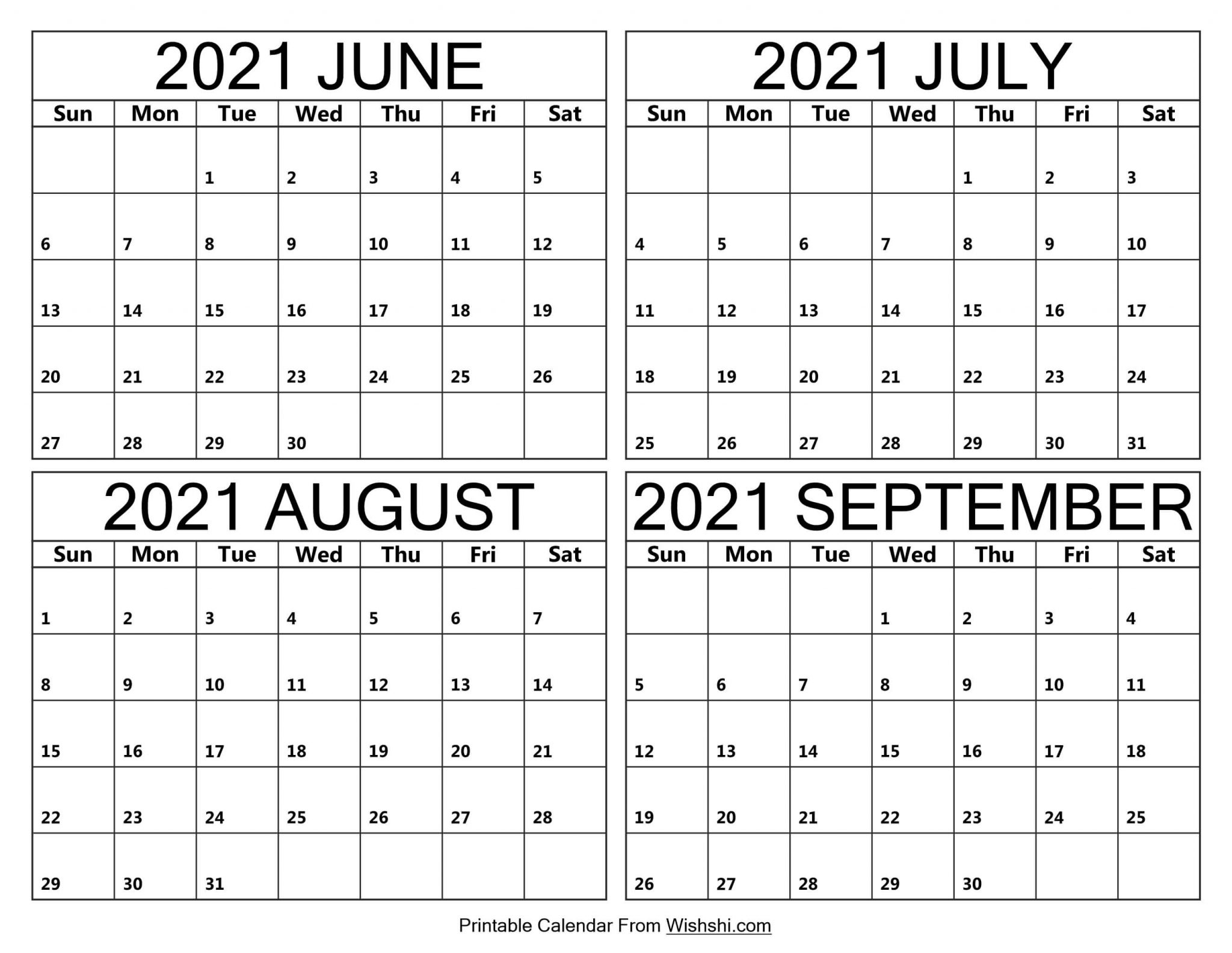 Printable June To September 2021 Calendar - Free Printable Calendars Printable June To September Free Printable Calendar September 2020 To June 2021