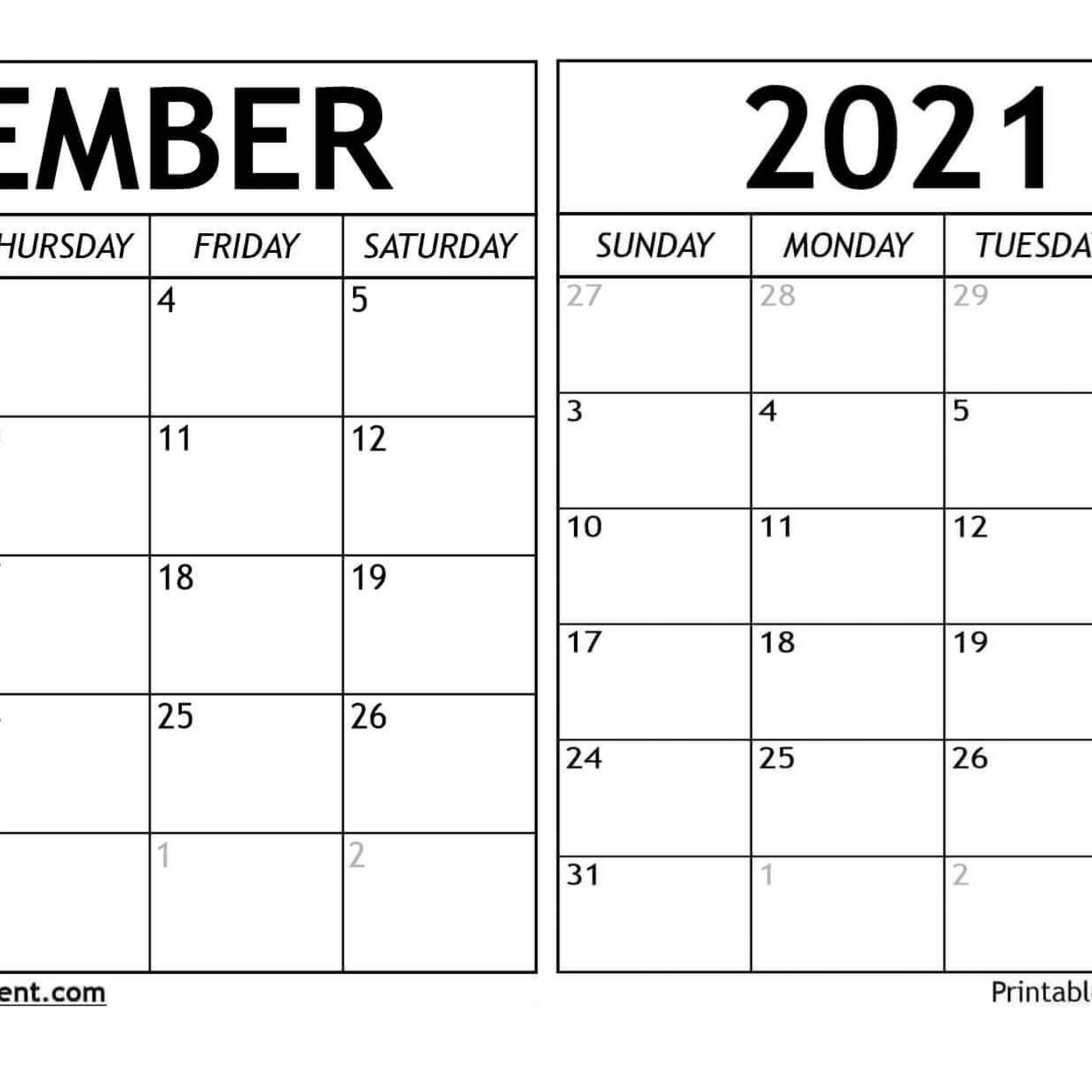 Printable Monthly Calendar December 2020 And January 2021 | Free Printable Calendar November 2020-December 2021 Calendar