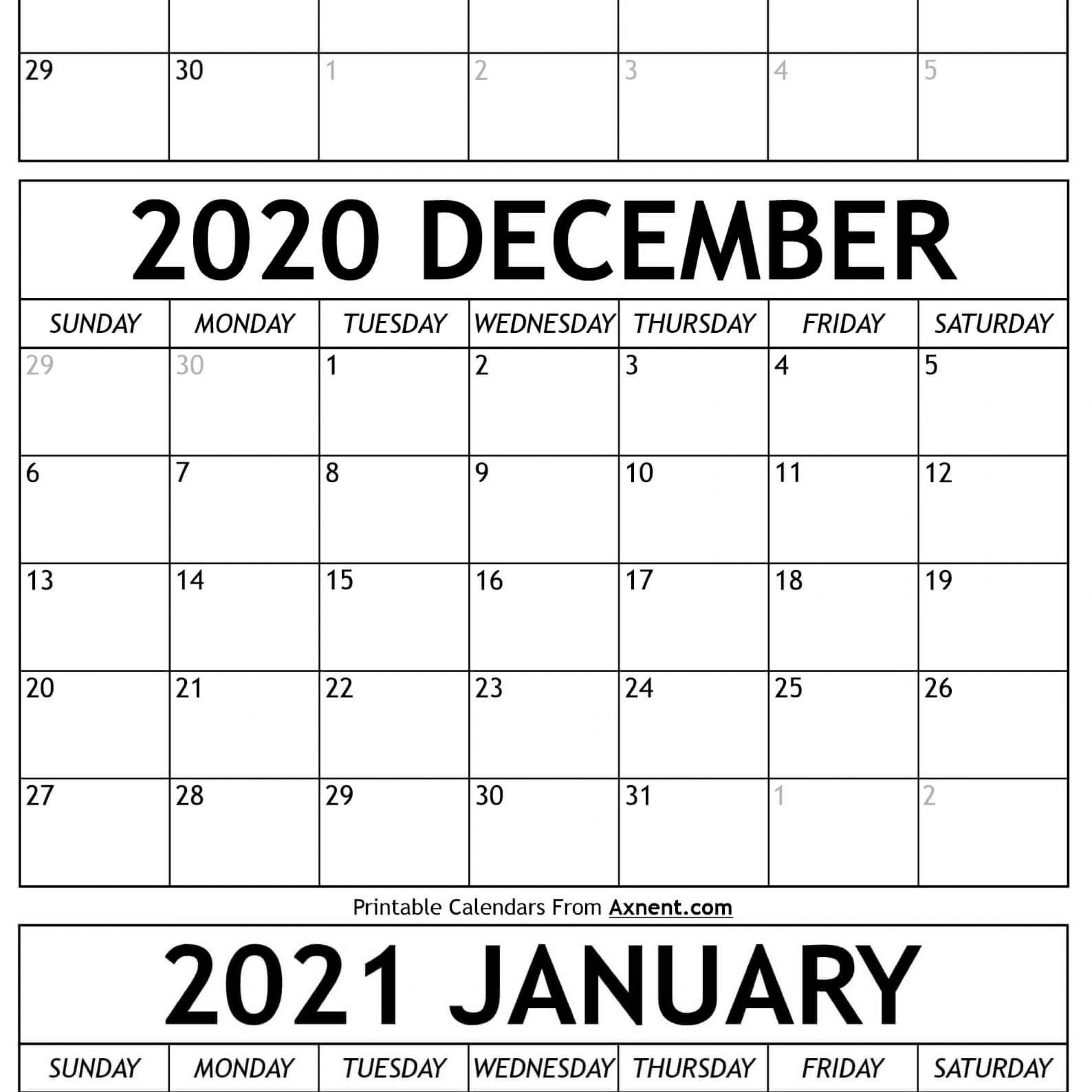Printable Monthly Calendar December 2020 And January 2021 | Free Printable Calendar Printable Monthly Calendar December 2020 And January 2021