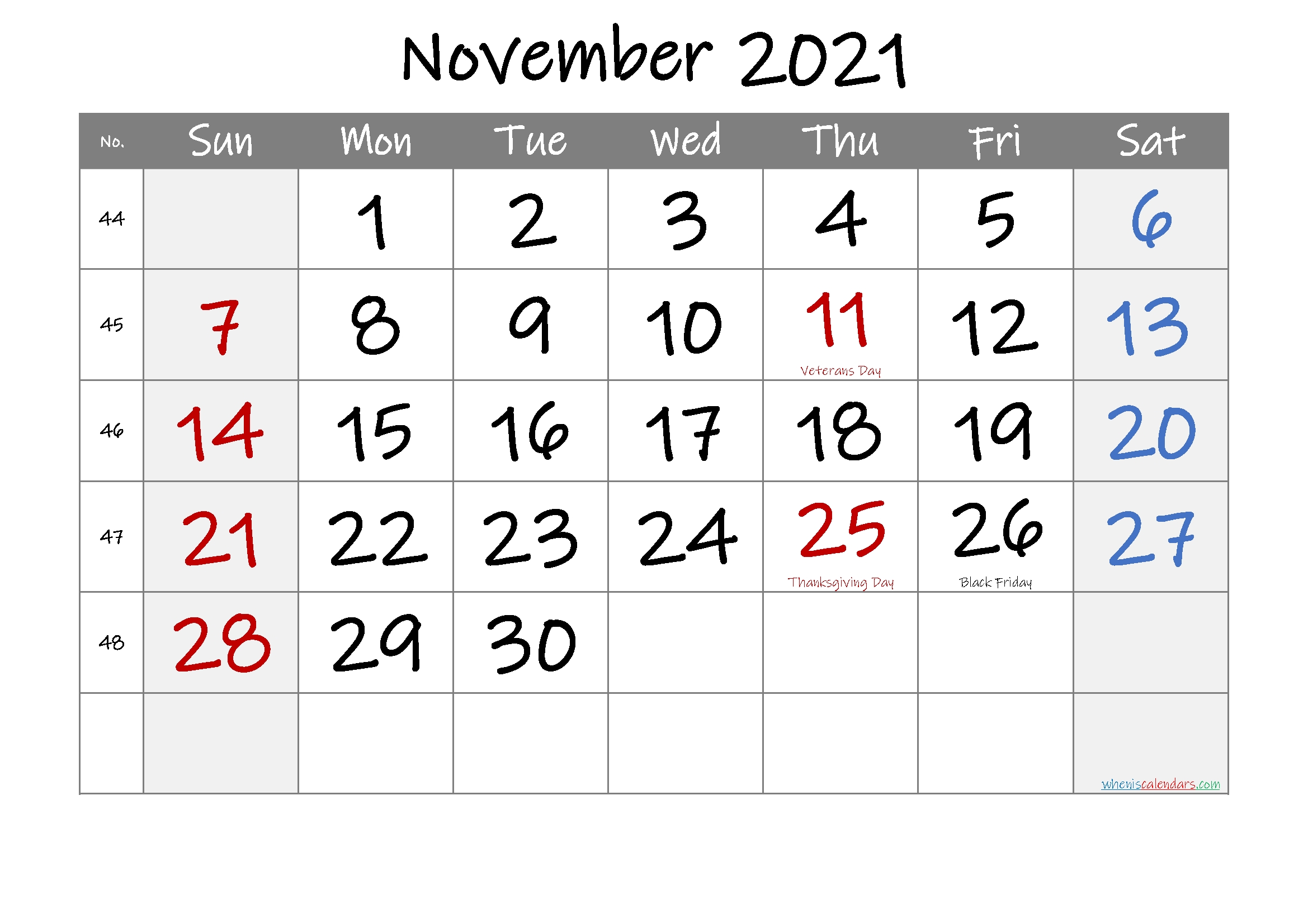 Printable November 2021 Calendar With Holidays November 2021 Calendar Quiz