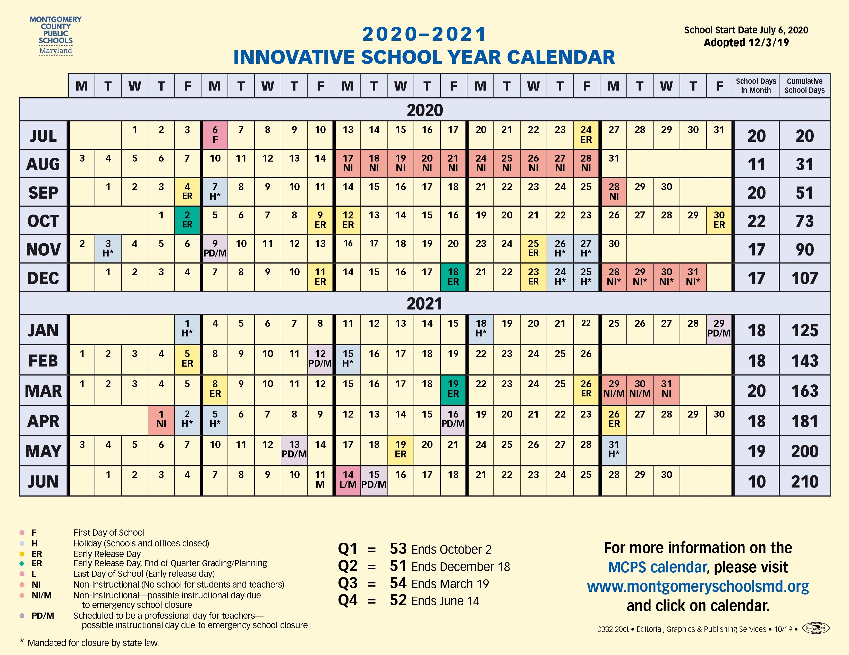 Proposed Calendar 2020-2021 - Montgomery County Public Schools, Rockville, Md November 2021 Election Calendar
