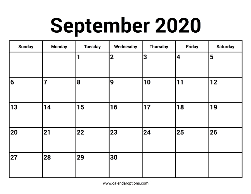 September 2020 Calendars - Calendar Options October 2020 Through September 2021 Calendar