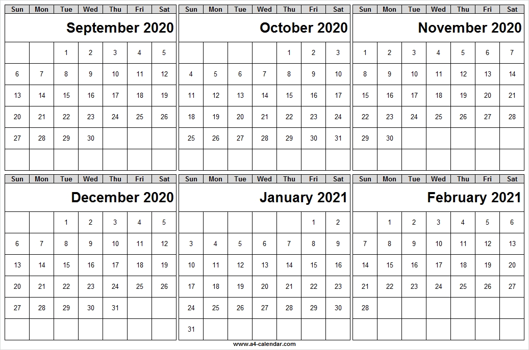 September 2020 To February 2021 Calendar Vertical - Month Of Sep 2020 Sept 2020 To July 2021 Calendar