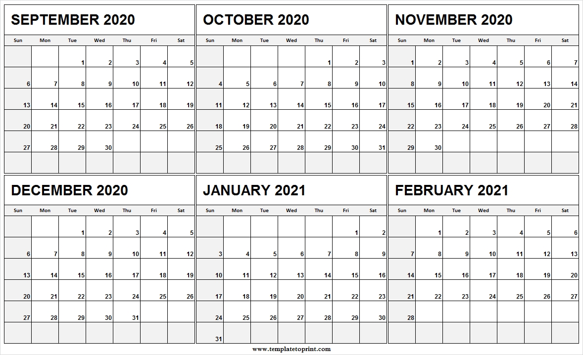 September 2020 To January 2021 Calendar Template - Pinterest Printable Calendar September 2020 To August 2021