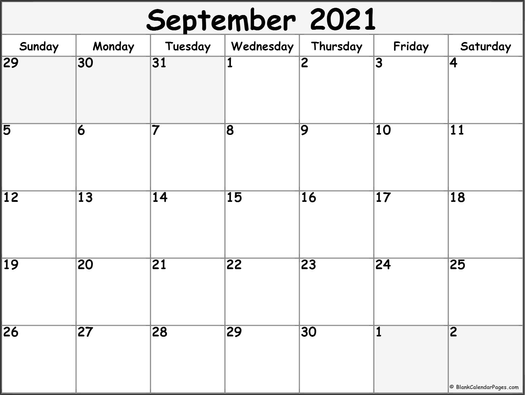 September 2021 Calendar | Free Printable Calendar Templates 2021 September October Calendar