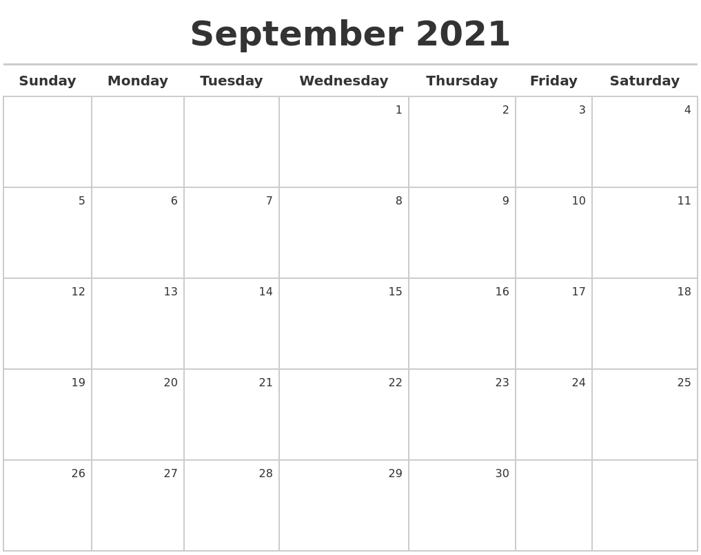 September 2021 Calendar Maker October 2021 Calendar Starting Monday