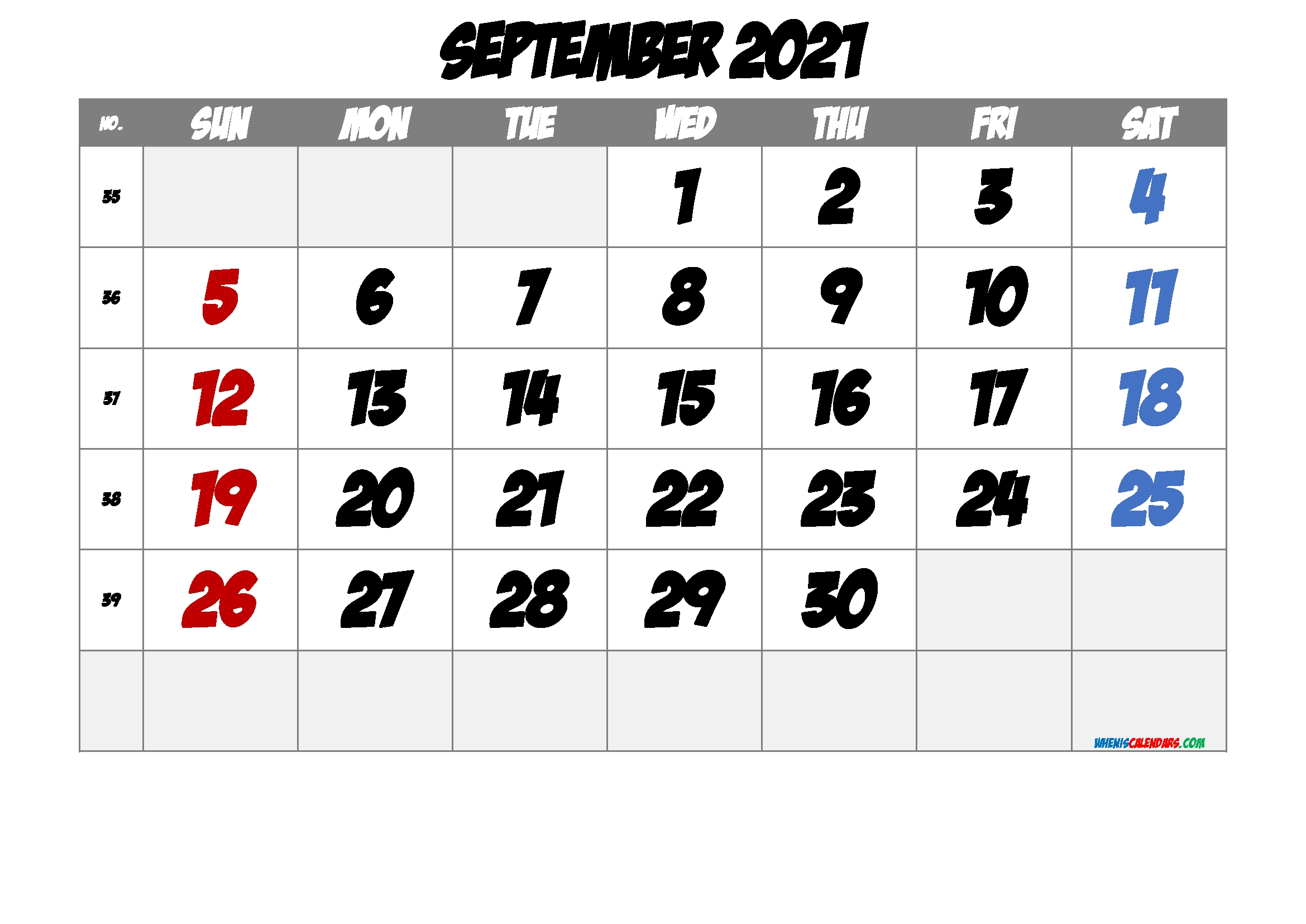 September 2021 Calendar Printable Template | Calendar Printables Free Blank September 2021 Calendar Template