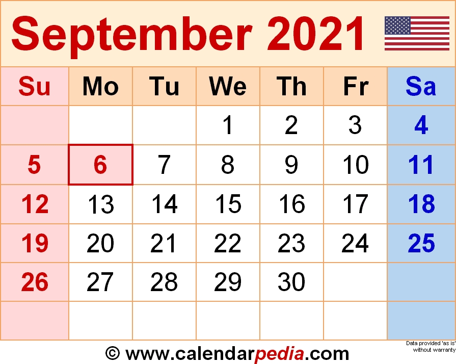 September 2021 Calendar | Templates For Word, Excel And Pdf September 2021 Calendar Template