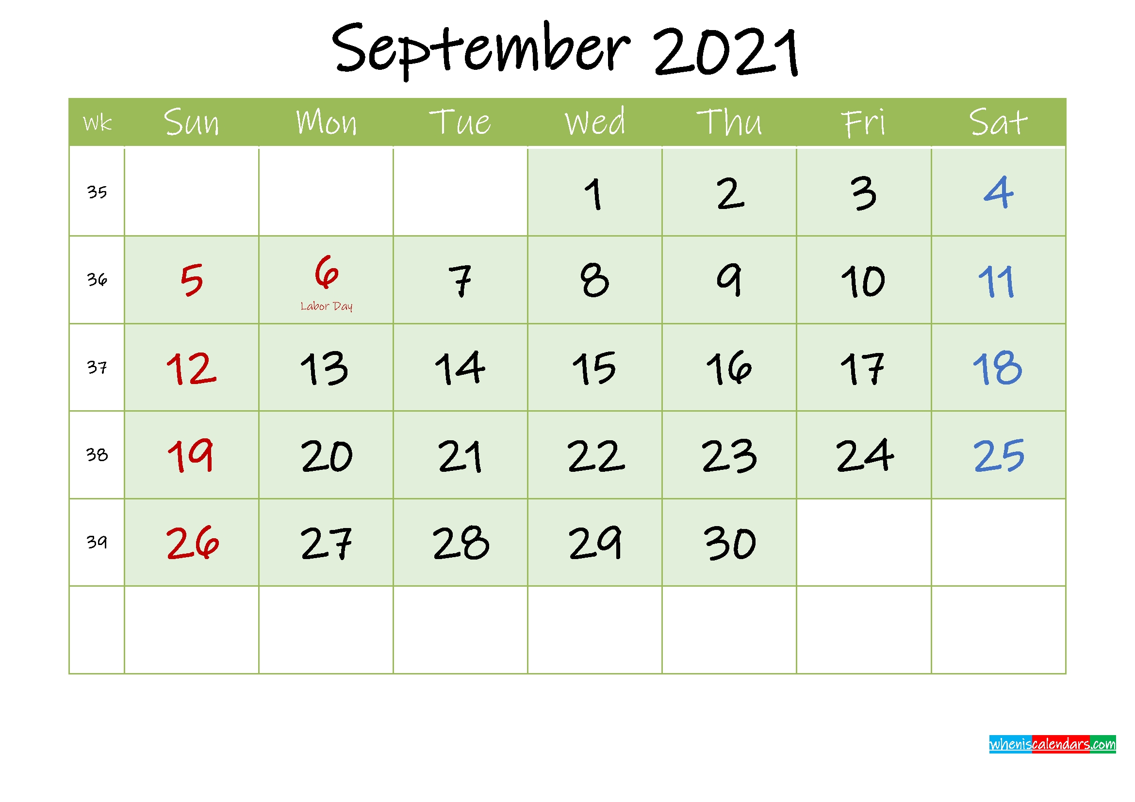 September 2021 Free Printable Calendar - Template Ink21M129 2021 Calendar September Month