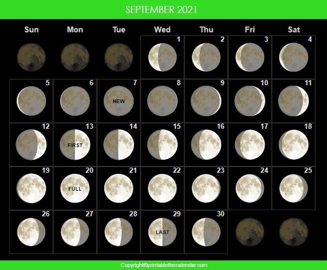 September 2021 Full Moon Schedule | Printable The Calendar Moon Calendar June 2021