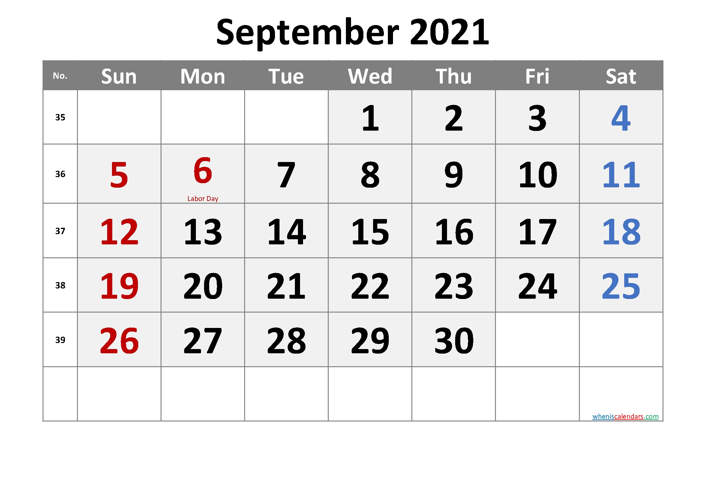 September 2021 Printable Calendar With Holidays 2021 Calendar September Month