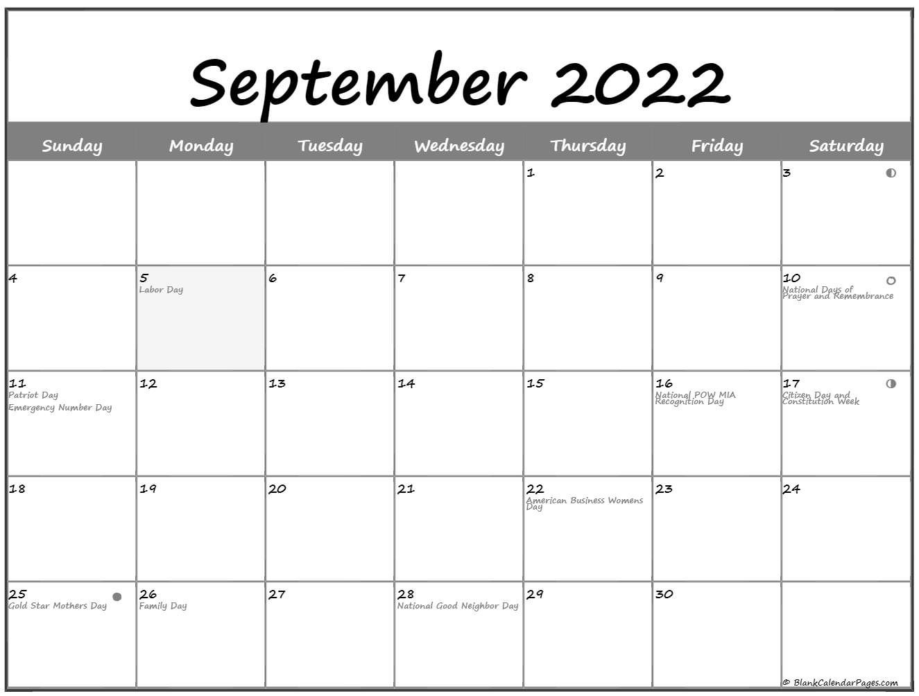 September 2022 Lunar Calendar | Moon Phase Calendar July 2021 Full Moon Calendar