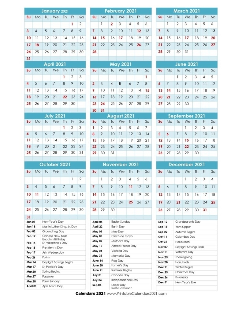 Year 2021 Calendar Printable One Page | Ten Free Printable Calendar 2020-2021 One Page Calendar July 2020 To June 2021