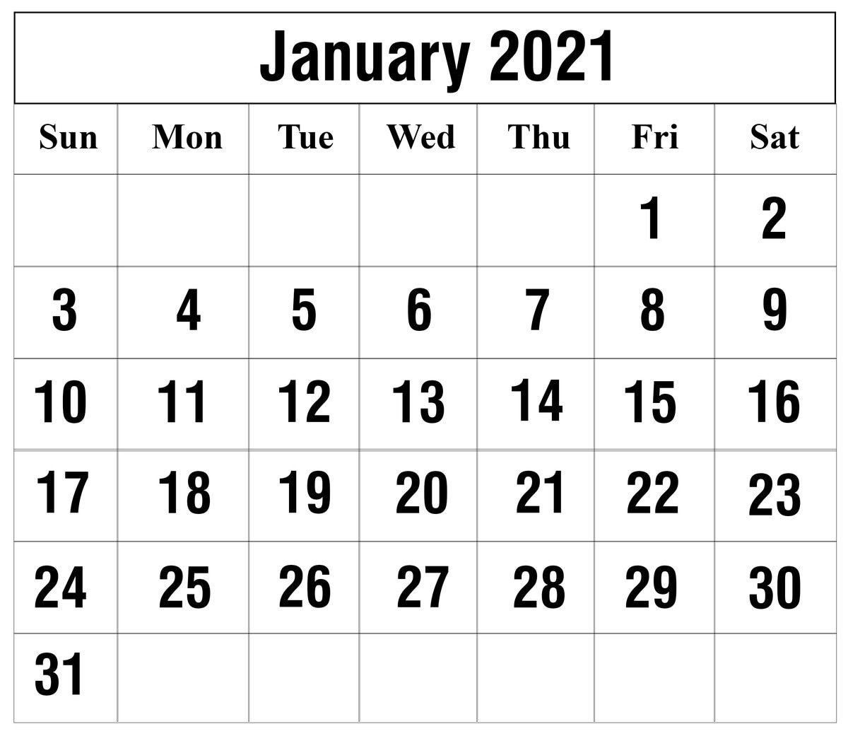 20+ Calendar For January 2021 - Free Download Printable January To December 2021 Calendar Printable