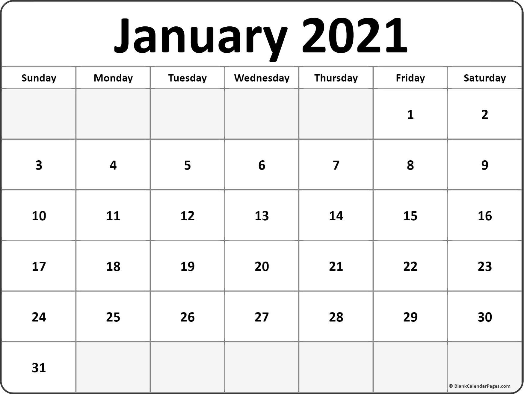 20+ January 2021 Calendar - Free Download Printable January - December 2021 Calendar Printable