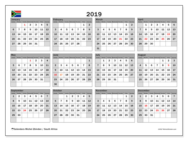2019 Calendar, South Africa - Michel Zbinden En December 2020 January 2021 Calendar South Africa
