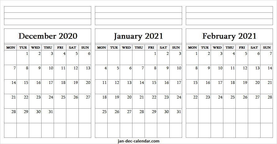 2020 December To 2021 February Printable Calendar - Pinterest December 2020 To January 2021 Calendar Printable