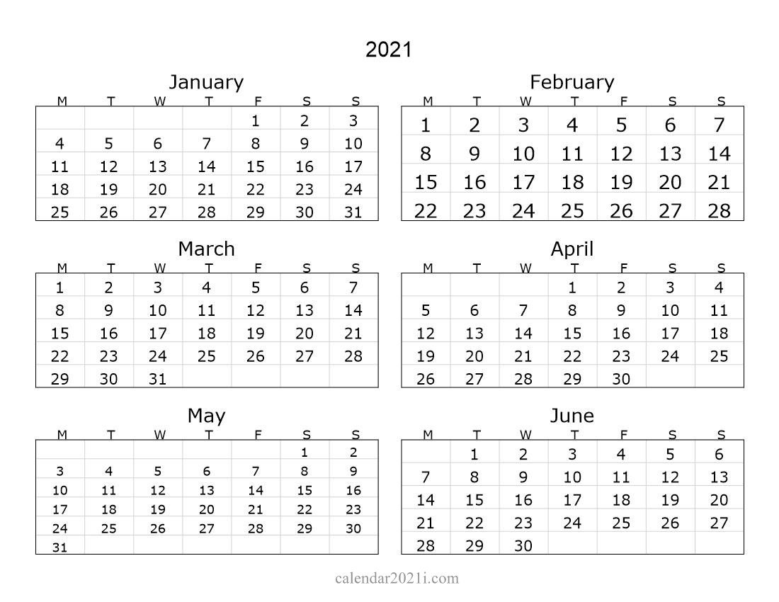 2021 6 Months Landscape Calendar | Printable Calendar December 2021 Calendar Uk