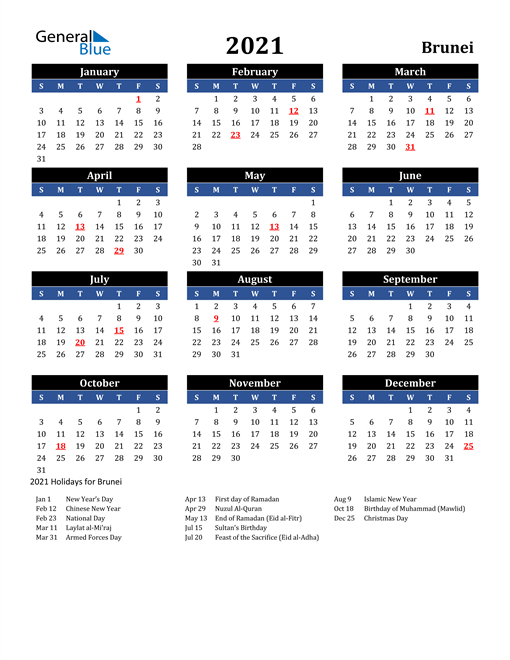 2021 Calendar - Brunei With Holidays December 2021 Calendar Philippines