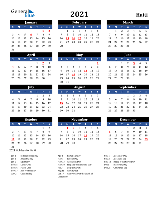 2021 Calendar - Haiti With Holidays November 2021 Calendar With Holidays Philippines