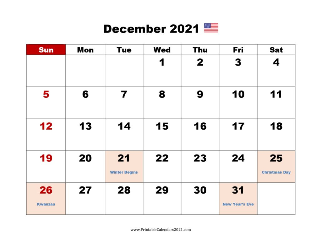 40+ December 2021 Calendar Printable, December 2021 December 2021 Calendar Printable Free