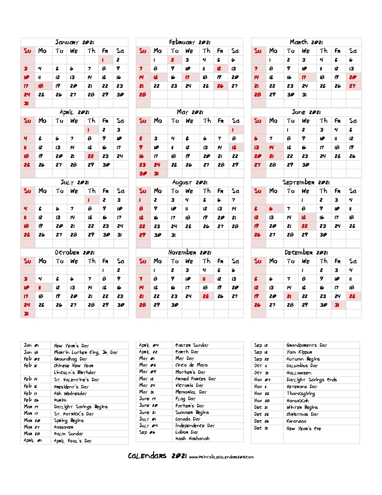 68+ Printable 2021 Yearly Calendar With Holidays, Portrait December 2021 Calendar Wiki