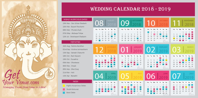 All Auspicious Wedding/Marriage Dates In 2018 - 2019 Marriage Dates In December 2021 Hindu Calendar