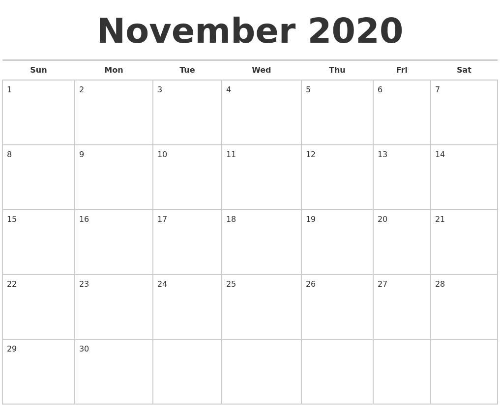April 2021 Calendar Maker November 2020 Through February 2021 Calendar