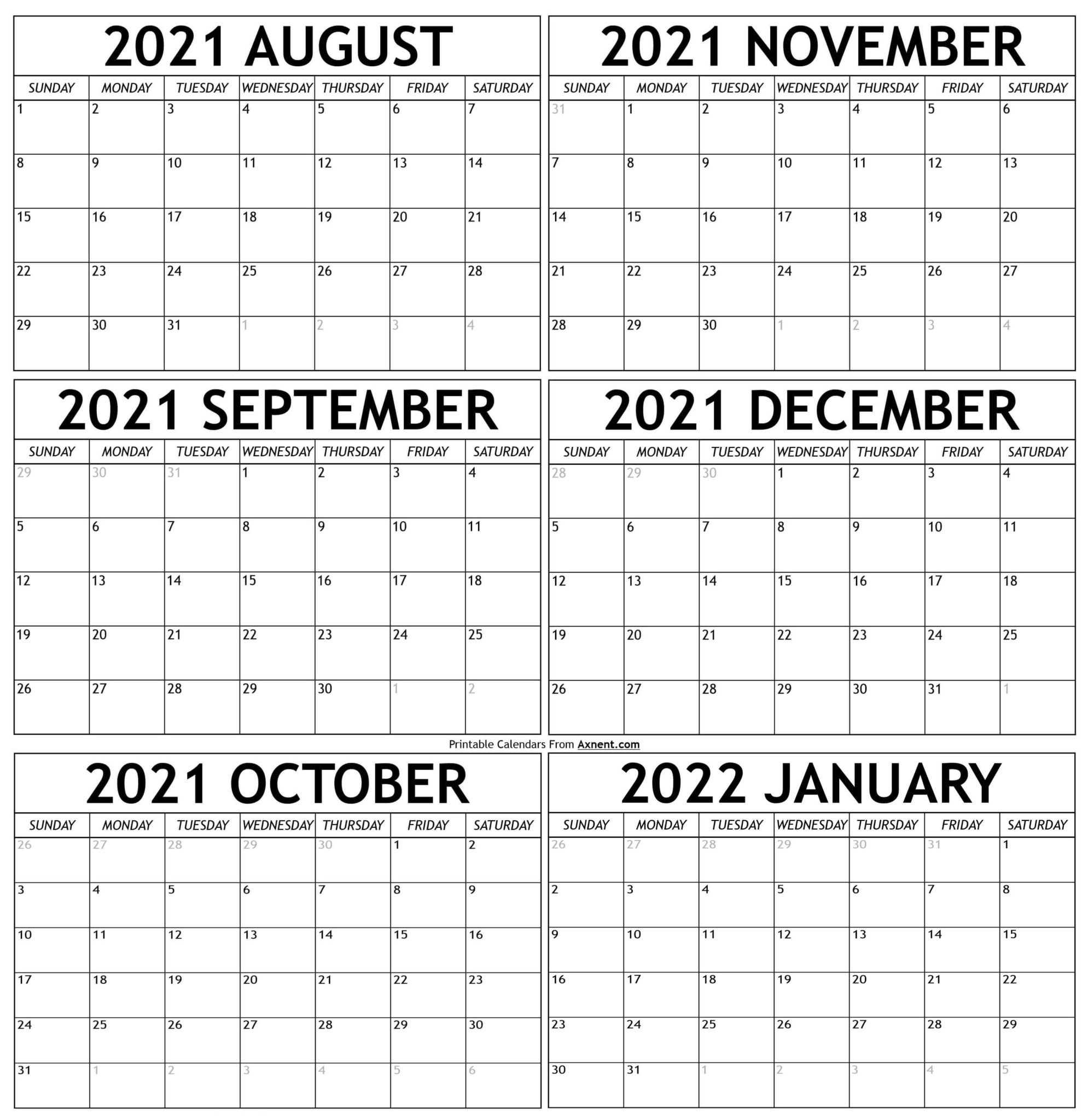 August 2021 To January 2022 Calendar Templates - Time Calendar December 2021 To January 2022