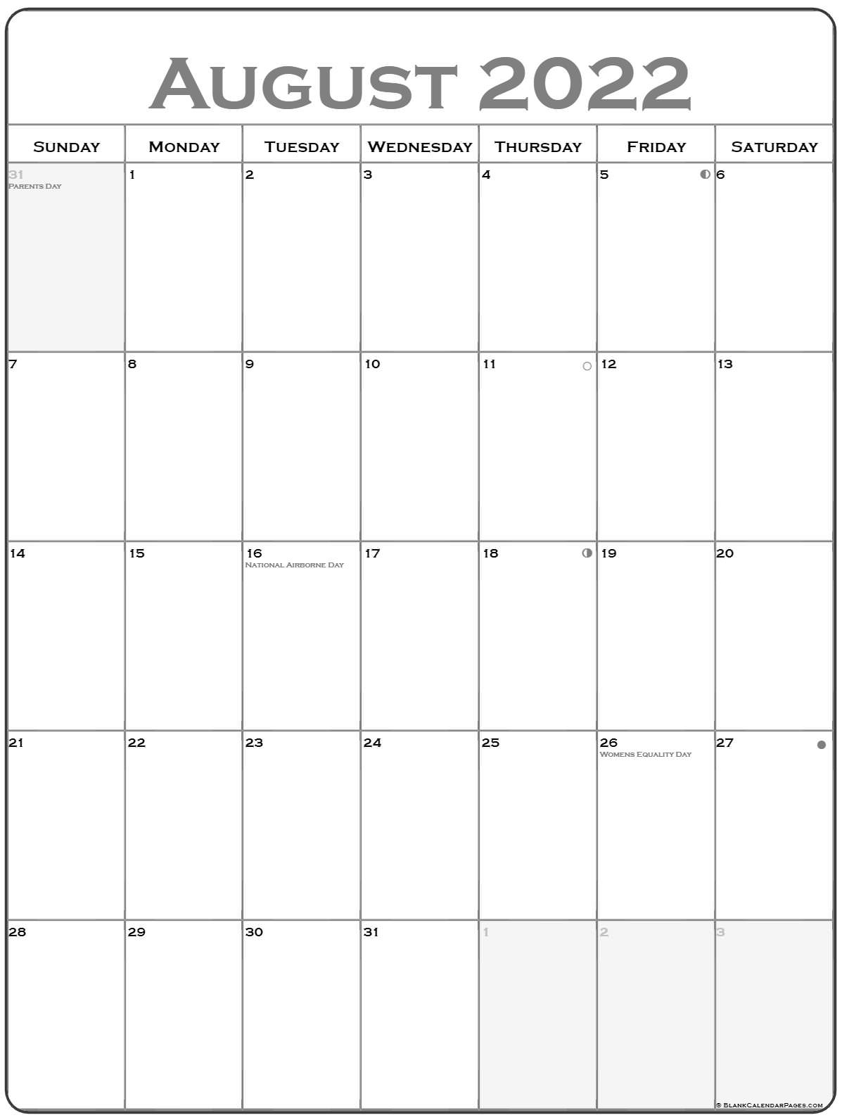 August 2022 Vertical Calendar | Portrait Show Me A Calendar For November 2021