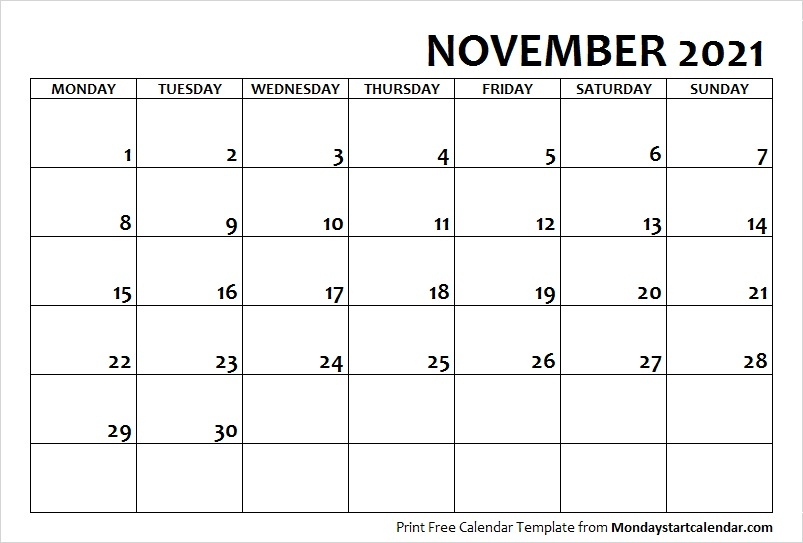 Blank Calendar November 2021 | Calvert Giving November To January 2021 Calendar