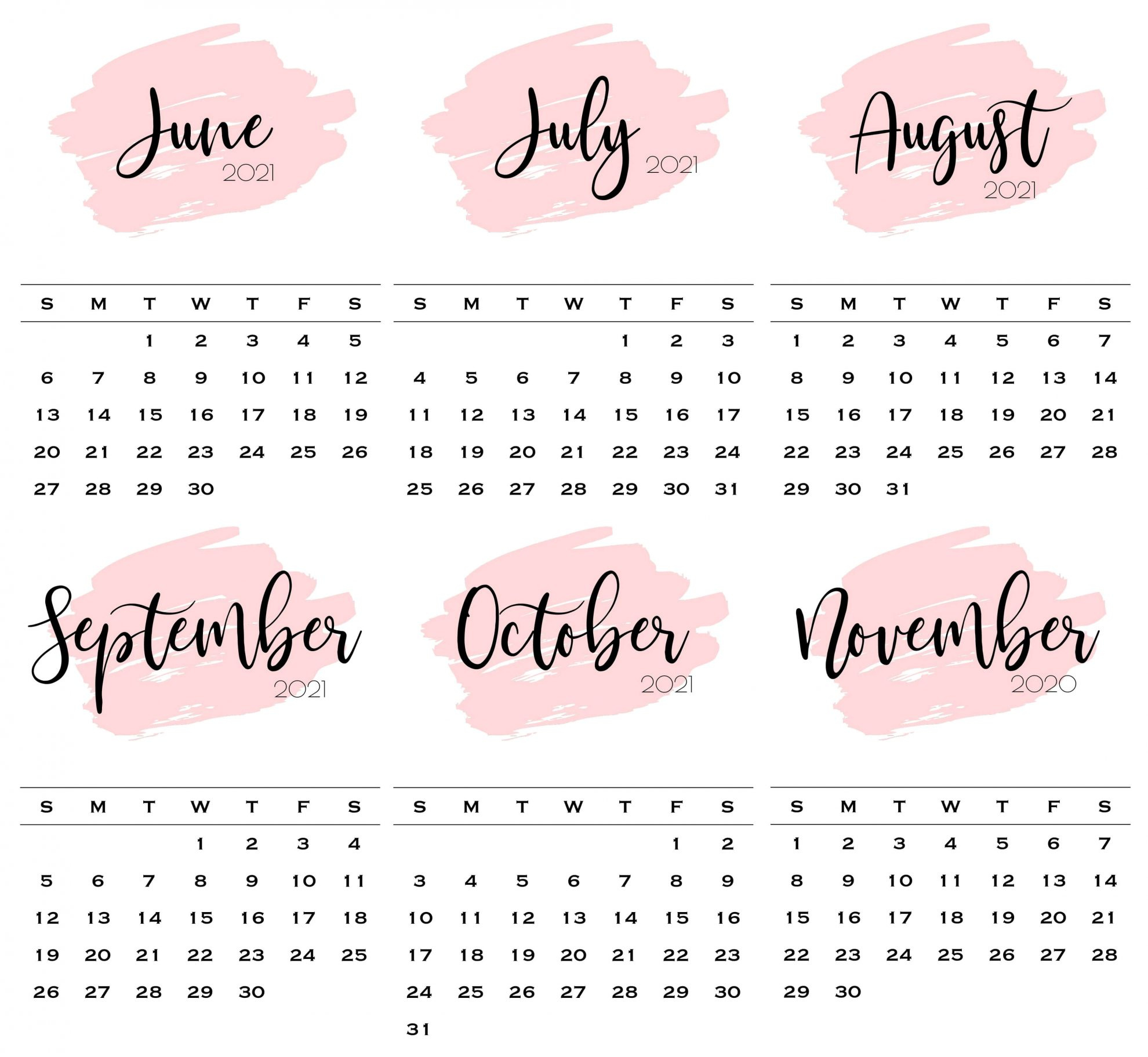Blank June To November 2021 Calendar Cute - My Blog Blank Cute November 2021 Calendar