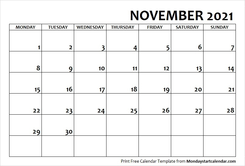 Blank Printable November 2021 Calendar | Calvert Giving Www.a-Printable-Calendar.com November 2021