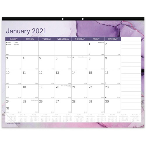 Blueline Quartz Desk Pad Calendar - Julian Dates - Monthly December 2021 Julian Calendar