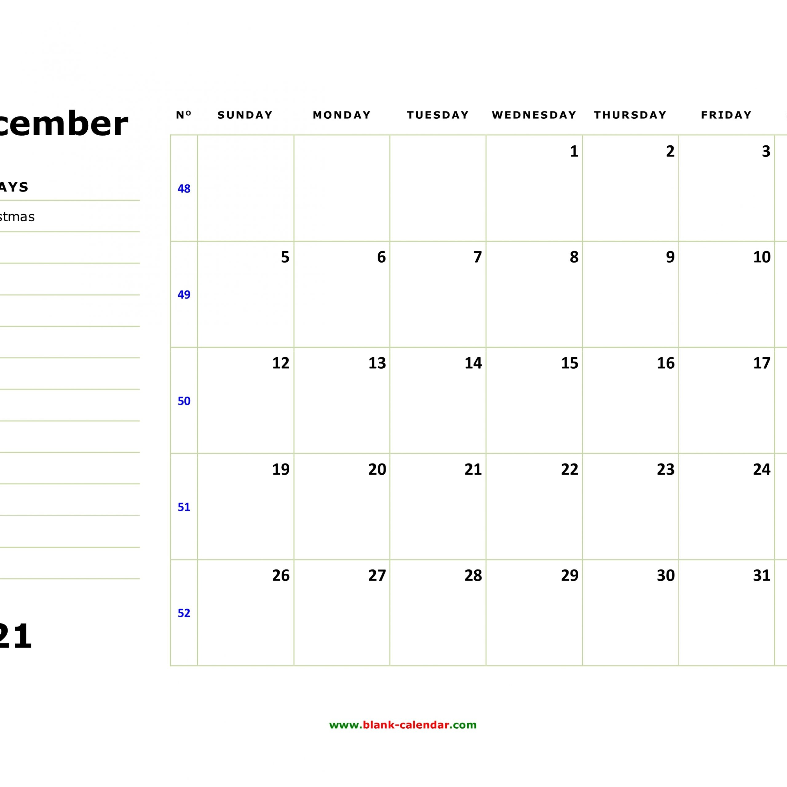 Calendar 2021 December Notes | Get Free Calendar Printable December 2021 Calendar