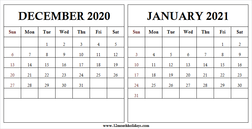 Calendar December 2020 January 2021 Archives - 12 Month December 2020 And January 2021 Calendar With Holidays