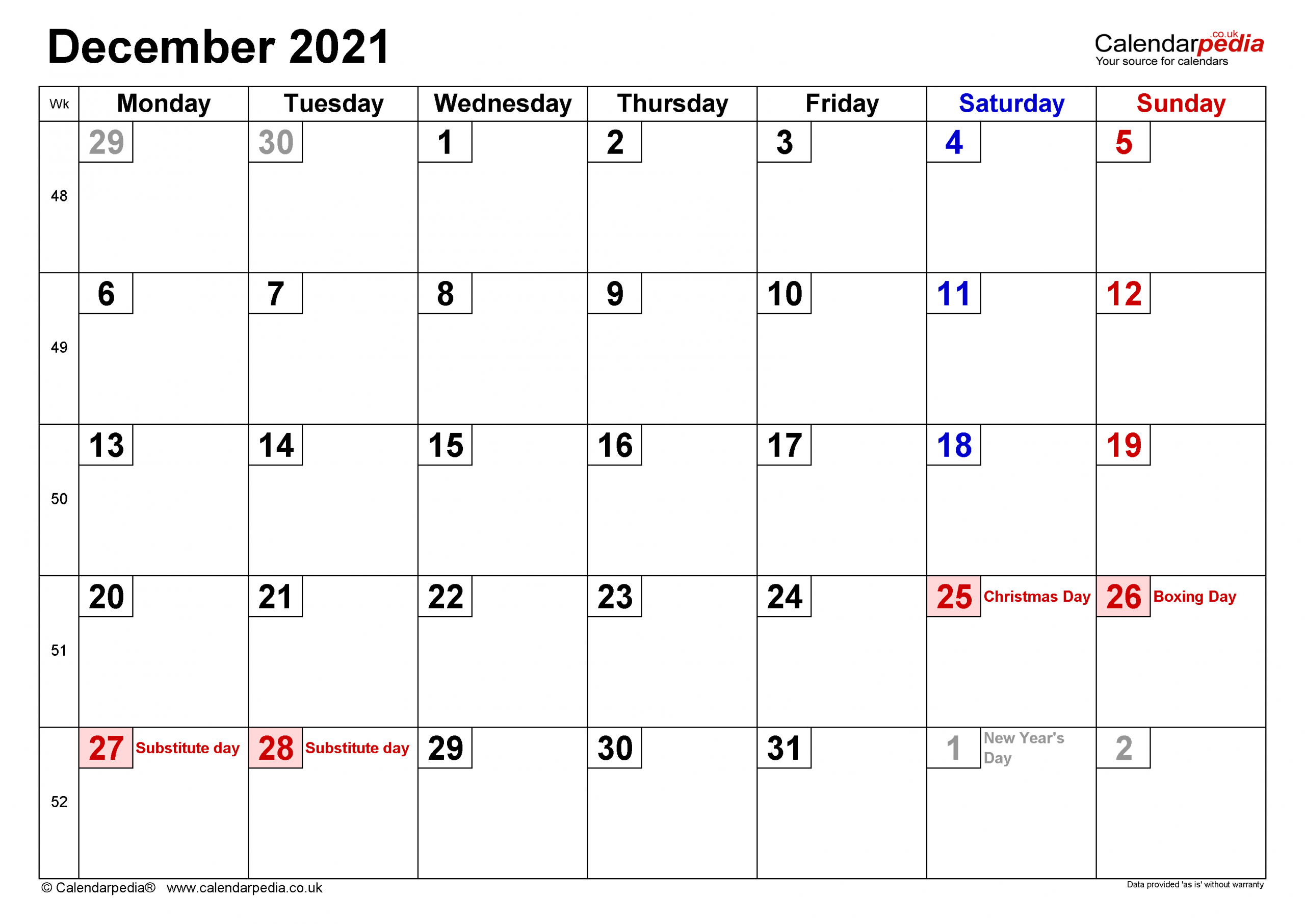 Calendar December 2021 Uk With Excel, Word And Pdf Templates Free Printable December 2021 Calendar