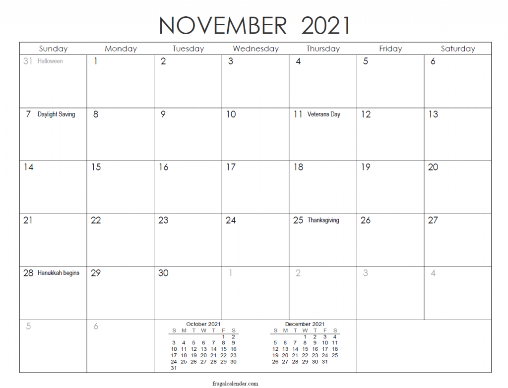 Calendar November 2021 - Print November 2020 To April 2021 November 2020 - April 2021 Calendar