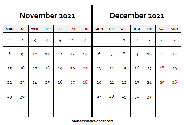 Calendar November December 2021 Mon To Fri - Pinterest November And December 2021 Calendar