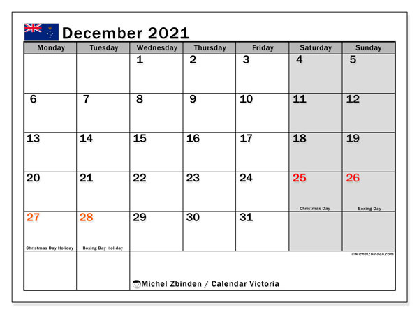 Calendar &quot;Victoria&quot; - Printing December 2021 - Michel General Blue Calendar November 2021