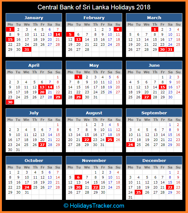Central Bank Of Sri Lanka Holidays 2018 - Holidays Tracker December 2021 Calendar Sri Lanka