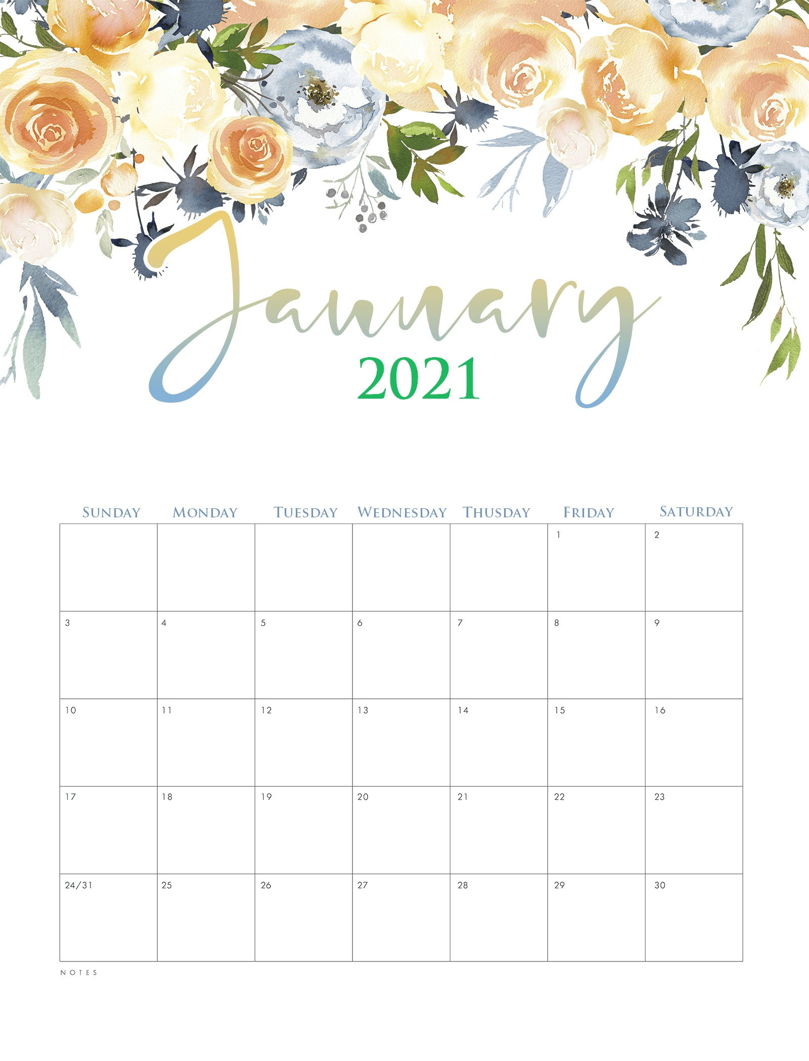 Cute January 2021 Calendar Template | Print Calendar December 2021 Calendar Cute